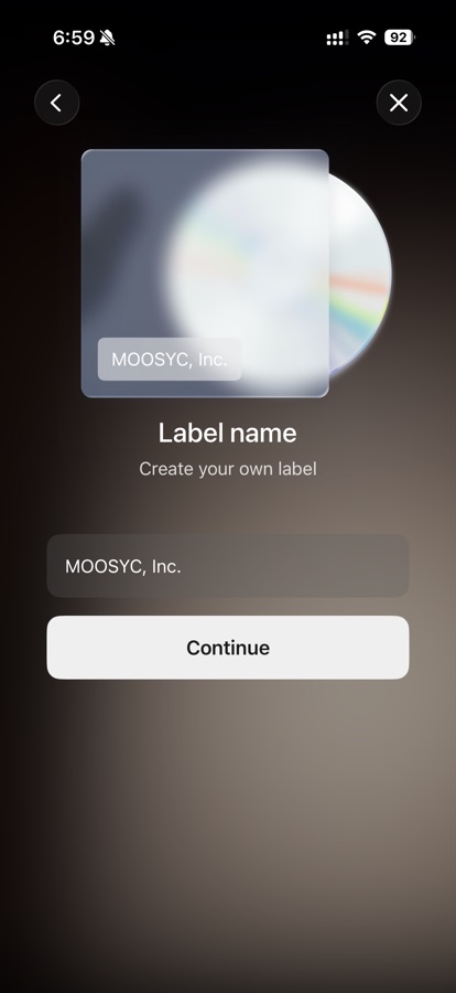 Naming a label in the MOOSYC iPhone app