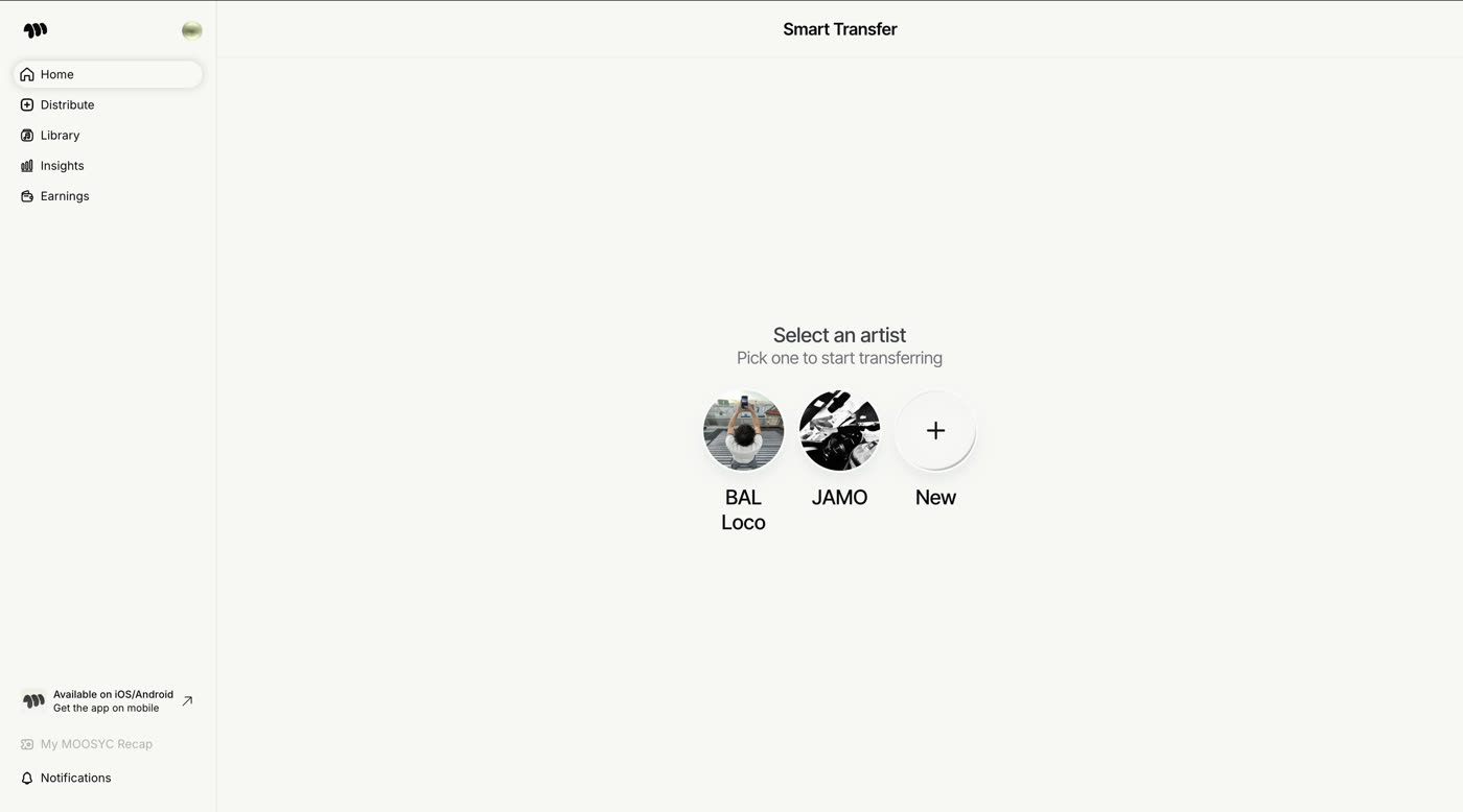 Smart Transfer — find your artist
