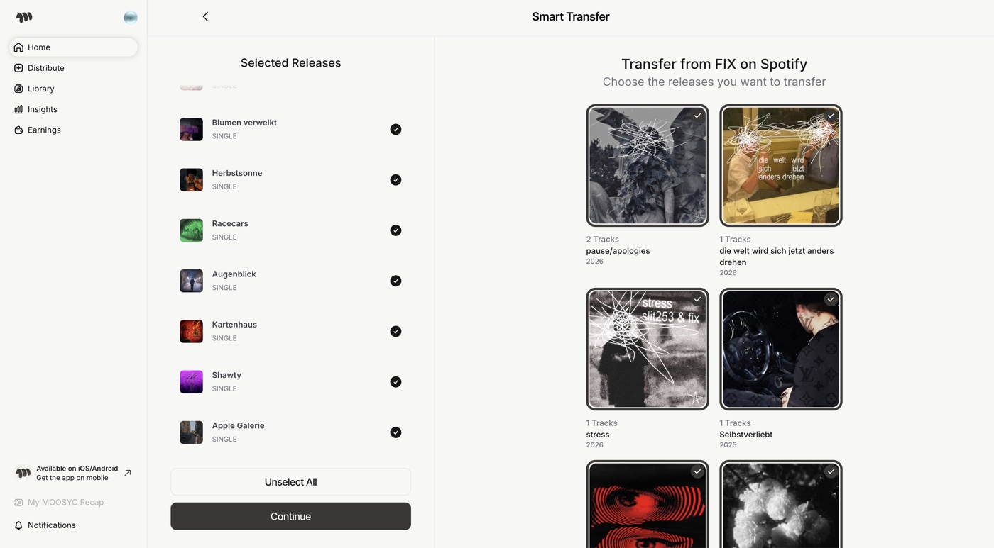 Smart Transfer — select your releases